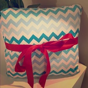 Pretty, soft, sewed, aqua and white pillow